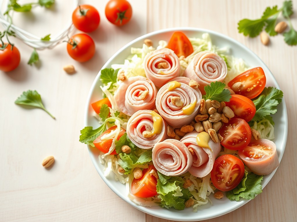 Hamrolletjes met ijsbergsla, AI-gegenereerde illustratie
