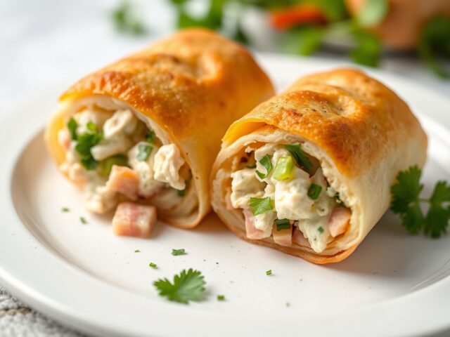 Hamrolletjes met kipsalade — AI-gegenereerde illustratie