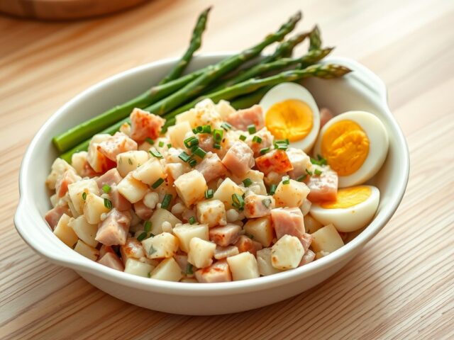 Hamsalade met asperges in kaaskorstje
