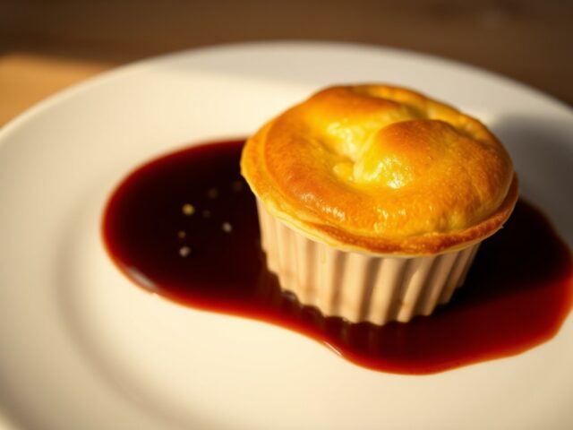 Hamsoufflé met maderasaus