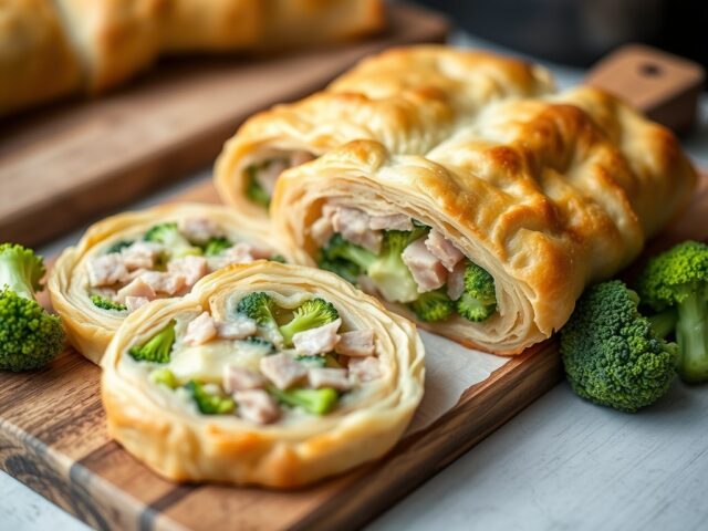 Hamstrudels met broccoli