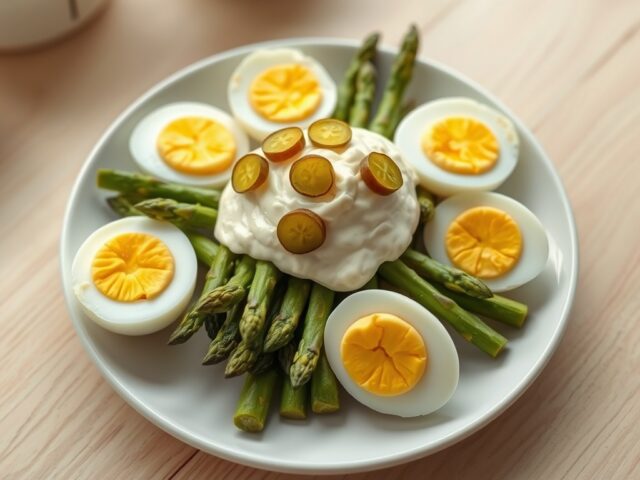 Harde eieren met asperges