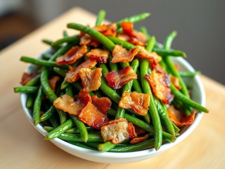 Haricot verts met ontbijtspek
