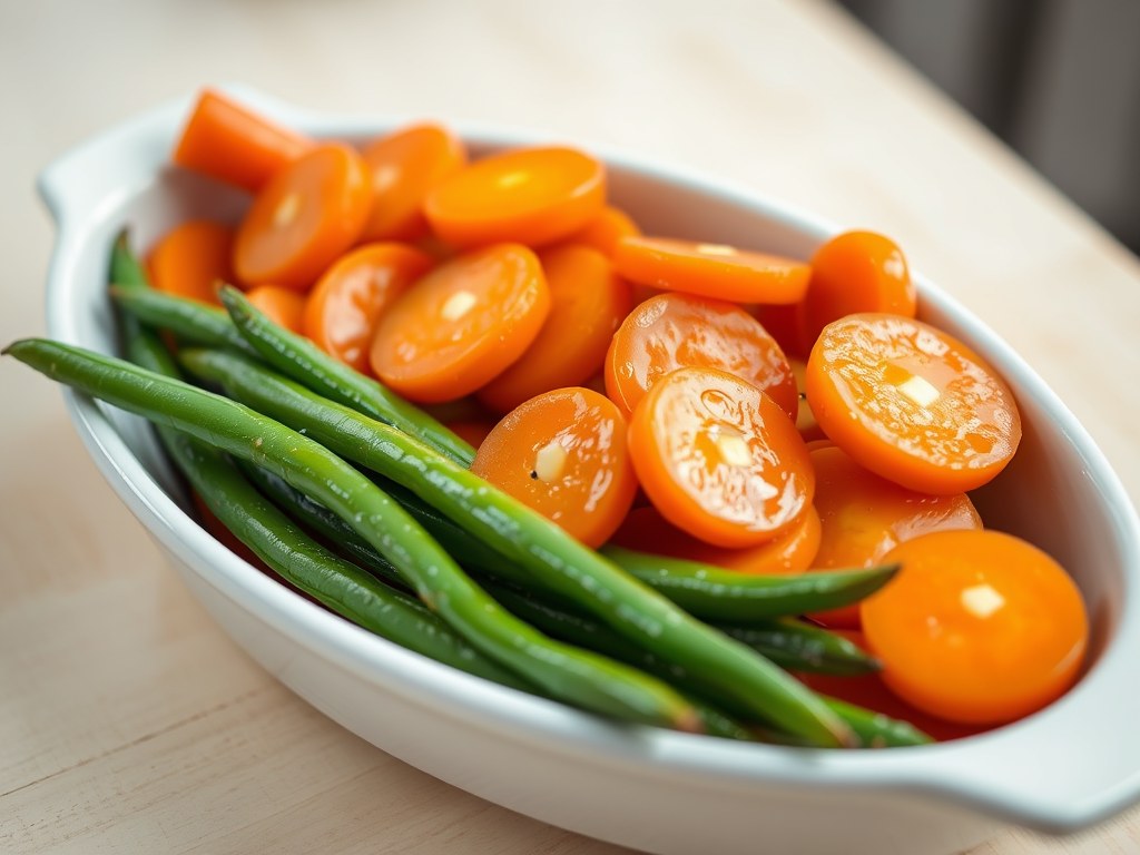 Haricots verts et carottes vichy, AI-gegenereerde illustratie