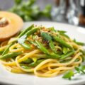 Haricotsverts en tagliatelle