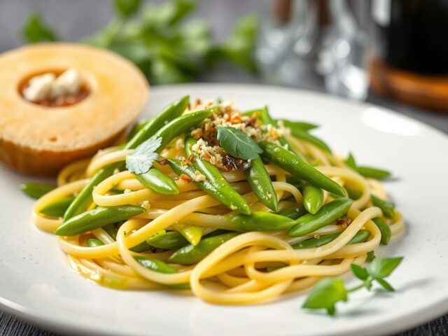 Haricotsverts en tagliatelle