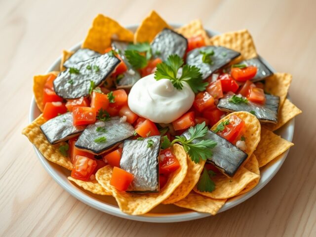 Haringhapjes met tortillachips en zure room