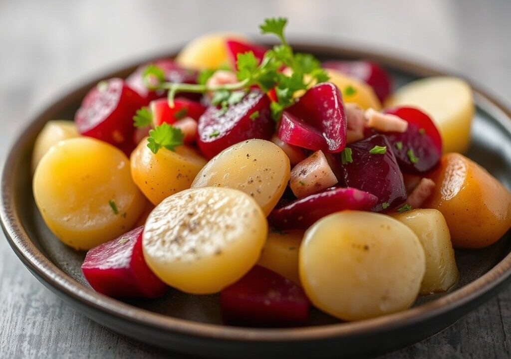 Haringsalade (hieringslaaj) — AI-gegenereerde illustratie