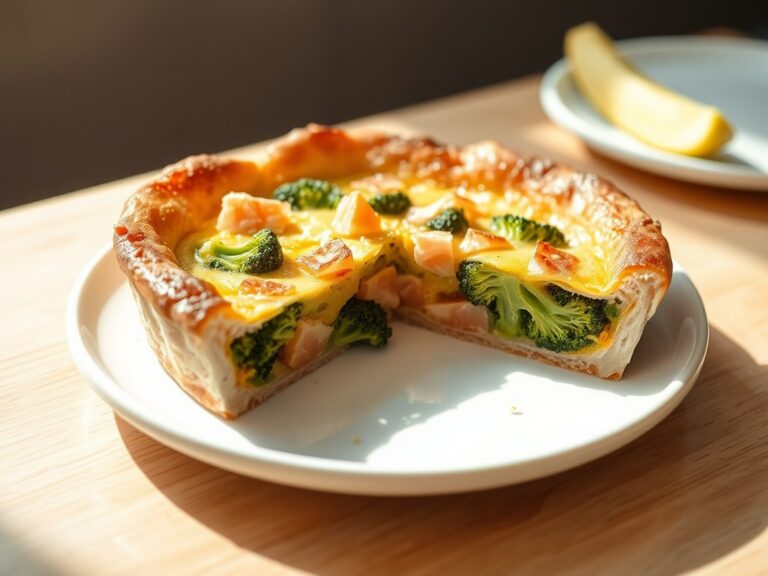 Hartige broodtaart met zalm en broccoli