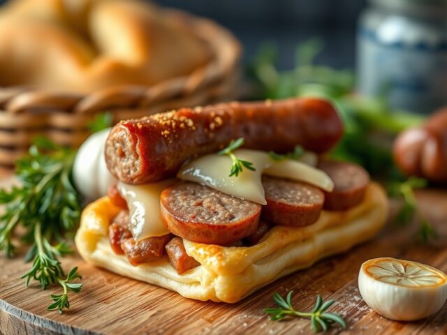 Hartige preitaart met rookworst