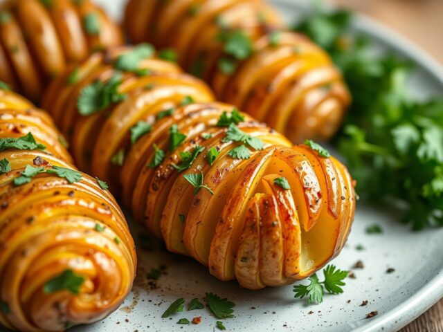 Hasselback aardappelen met warme specerijen — AI-gegenereerde illustratie