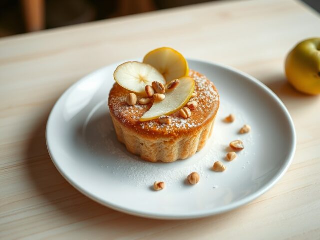 Hazelnoot minicake met peer