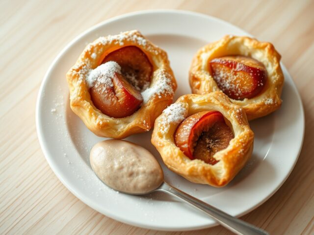Hazelnoot pruimgebakjes met kruidig kaneelschuim