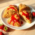 Hazelnootscones met aardbeiensaus