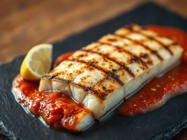 Heilbot – Gegrilled – met Paprika-Sambal Saus