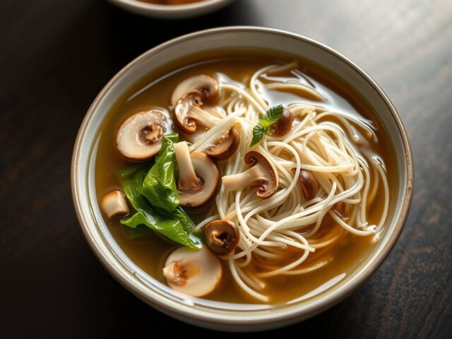 Heldere chinese soep met mihoen