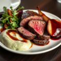 Hertenbiefstuk met wildsaus en waterkersmousseline