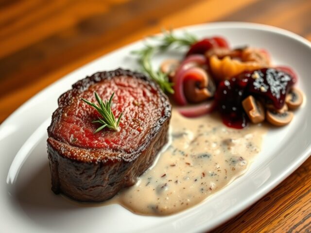 Hertenrugsteak met verse bospaddenstoelen: