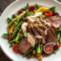Hertensalade met roquefortdressing en geroosterde zonnebloempitten
