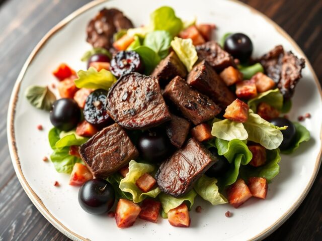 Hertsalade met kersen