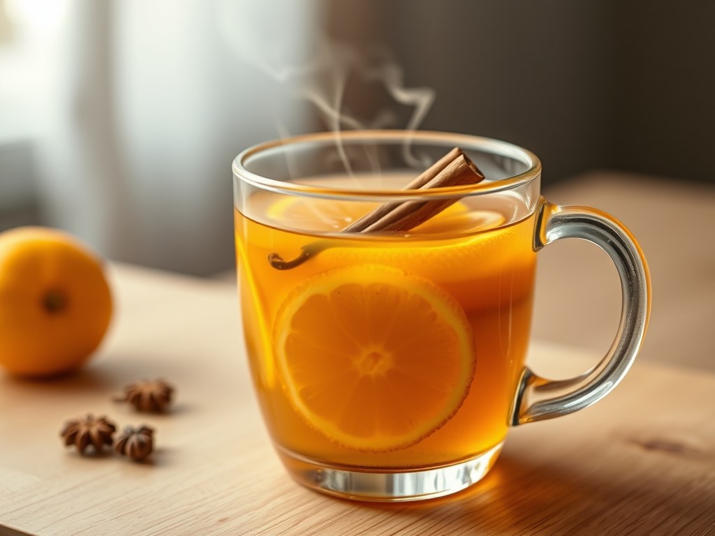 Hete citrusdrank, AI-gegenereerde illustratie