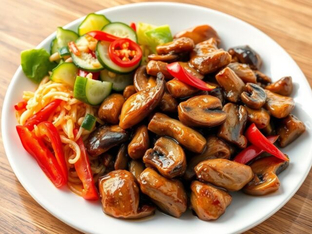 Hete sojakip met frisse salade