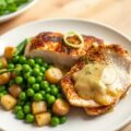 Hoevekipfilets met erwten, aardappelen en sjalot-tijmsaus