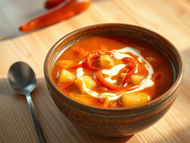 Hongaarse aardappelsoep met paprika