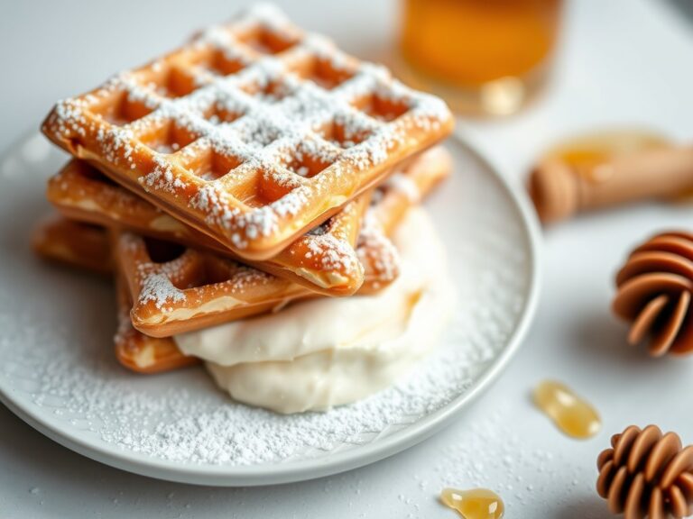 Honing wafels met amaretto mascarpone creme