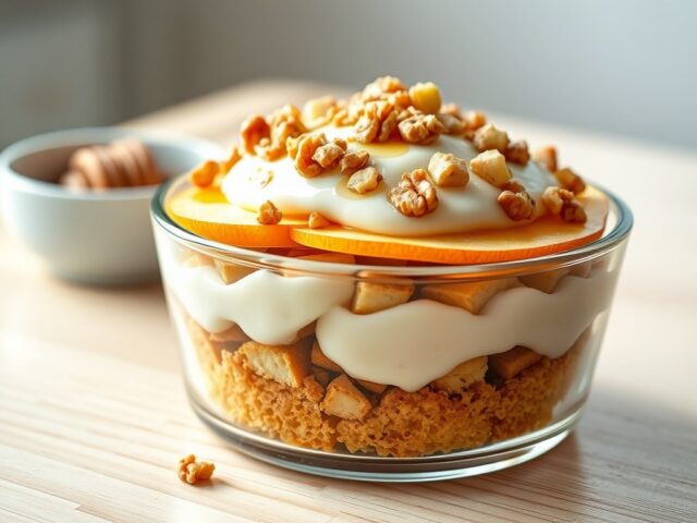Honingkoek schotel met appelen en noten
