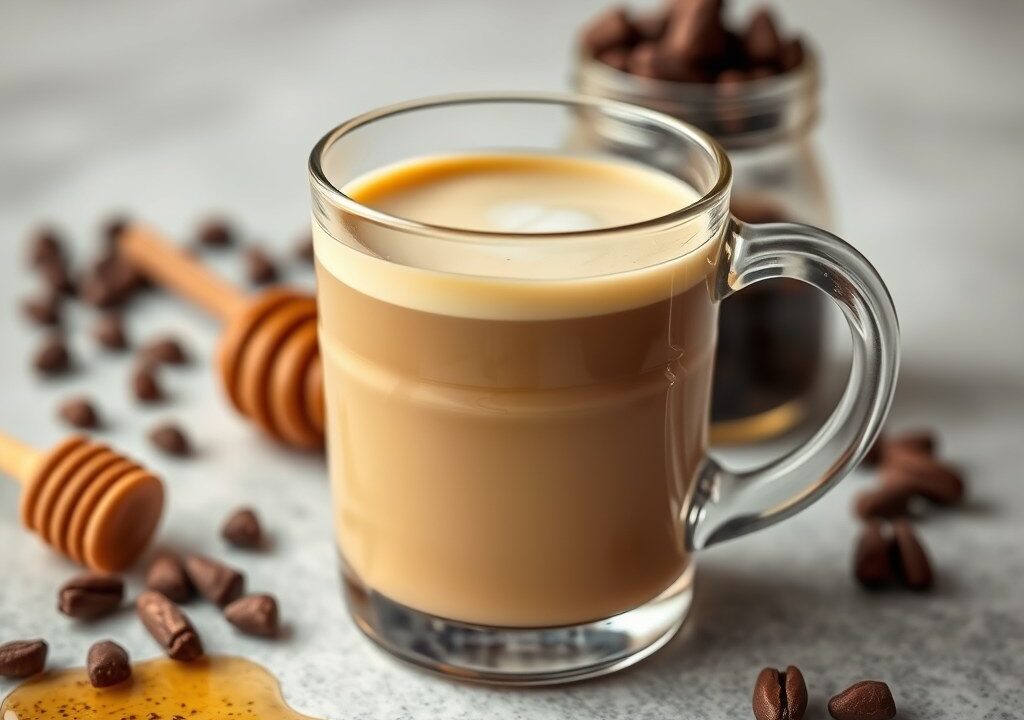 Honingkoffie — AI-gegenereerde illustratie