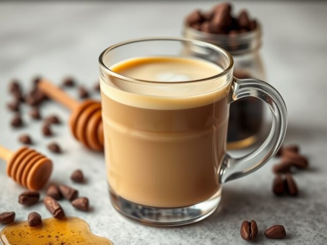 Honingkoffie — AI-gegenereerde illustratie