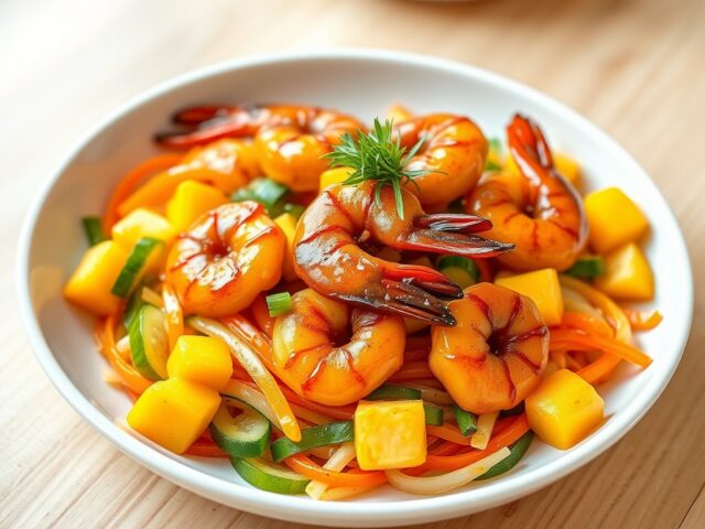 Honolulu mango-shrimp