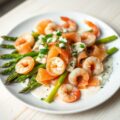 Hopscheuten met groene asperges en gerookte zalm