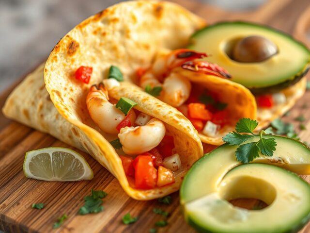 Hot tortillaflapjes met scampi