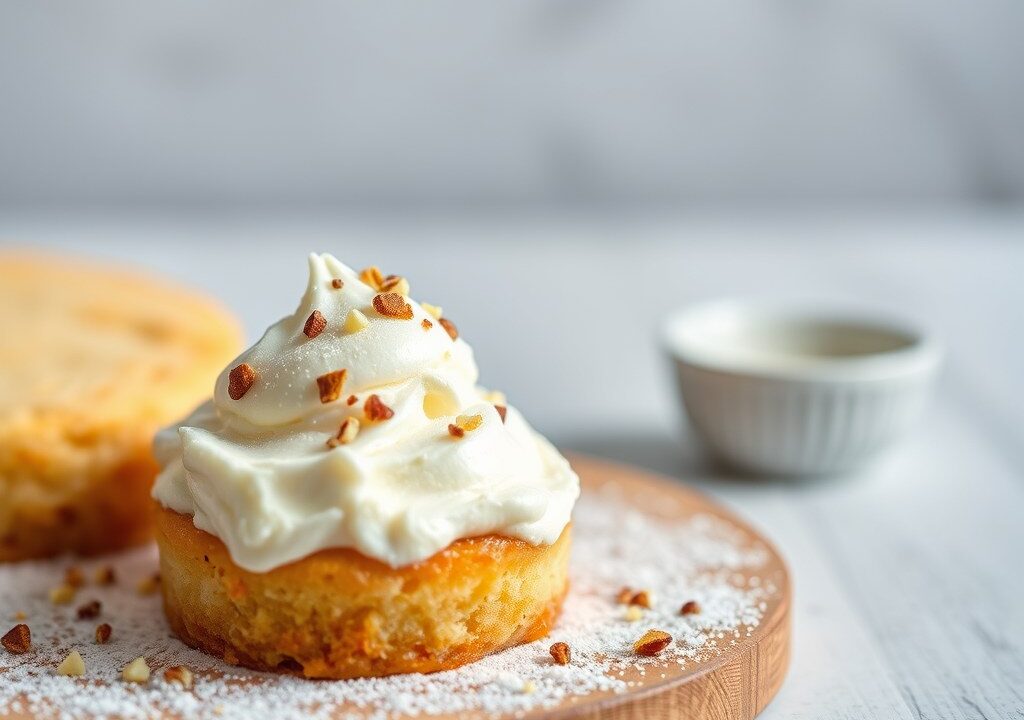 IJs met perzik en cake, AI-gegenereerde illustratie