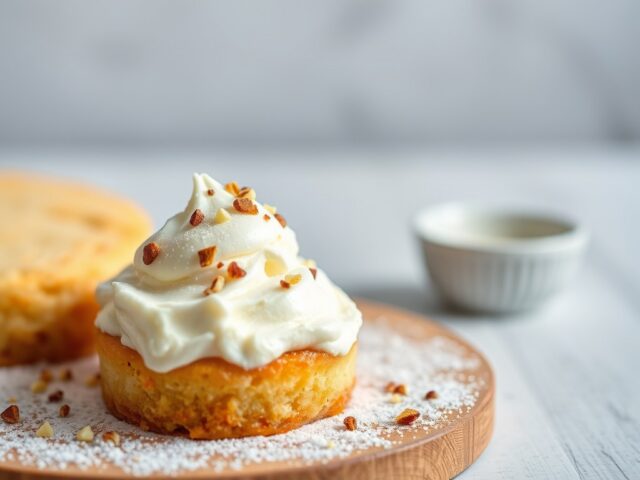 IJs met perzik en cake — AI-gegenereerde illustratie