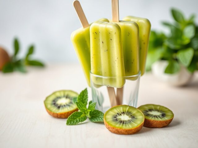 IJsje van kiwi met munt