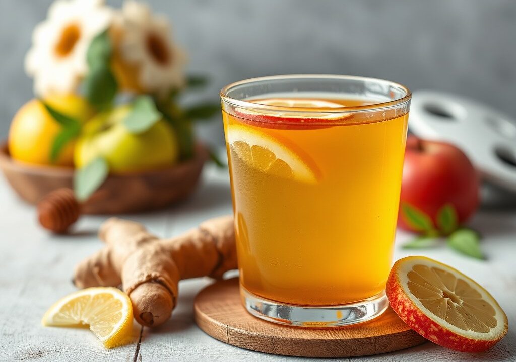 IJsje van thee, appel en gember, AI-gegenereerde illustratie