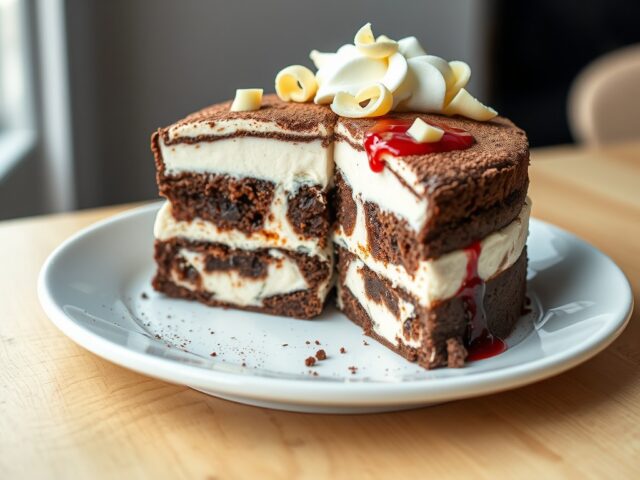 IJstaart met brownies en witte chocolade