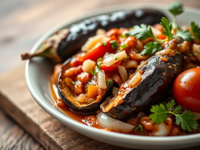 Imam bayildi = gevulde aubergine
