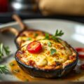 In de oven gebakken aubergines
