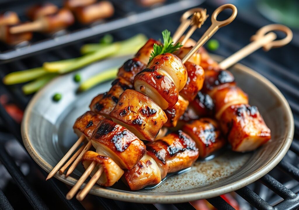 In ham gerolde asperges met kruidenkaas, AI-gegenereerde illustratie
