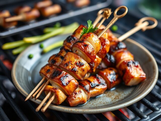 In ham gerolde asperges met kruidenkaas — AI-gegenereerde illustratie