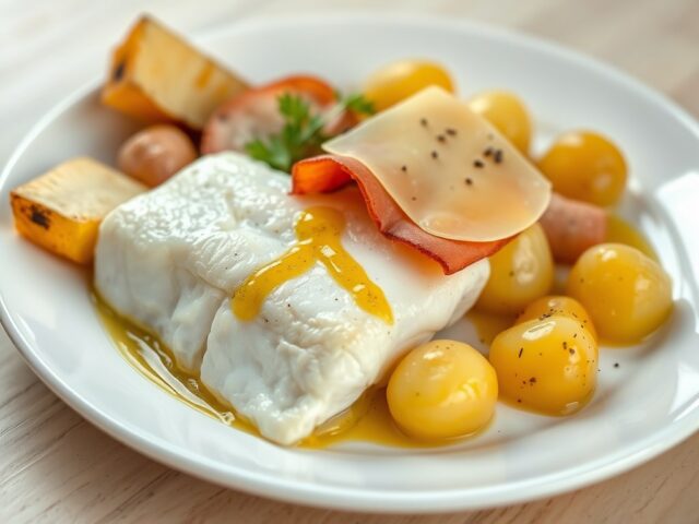 In karnemelk gepocheerde visfilet