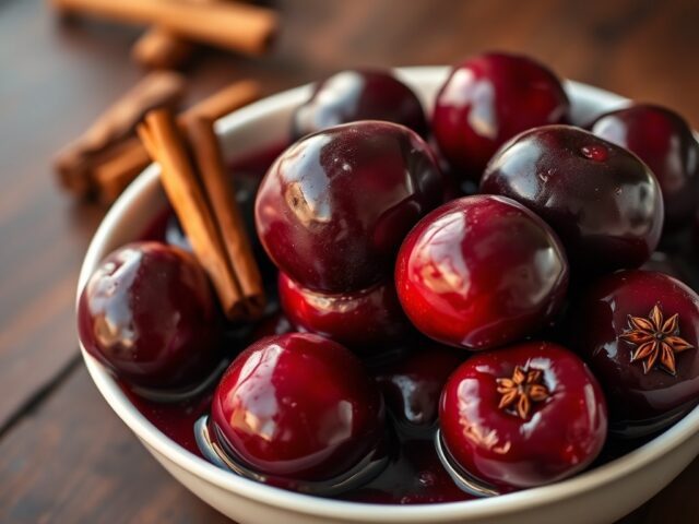 In rode wijn gepocheerde pruimen zie opm