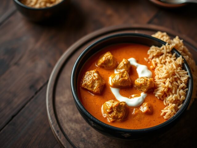 Indiase Boterkip Curry met gekruide basmatirijst