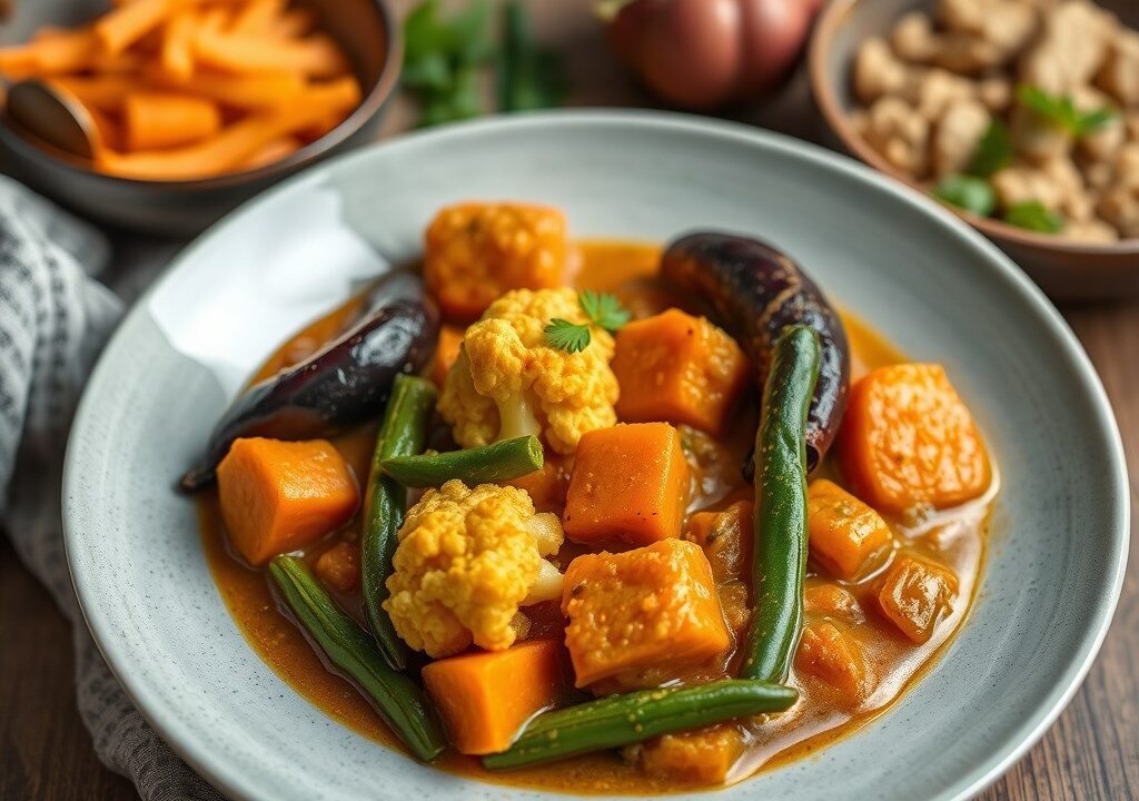 Indiase groentecurry — AI-gegenereerde illustratie