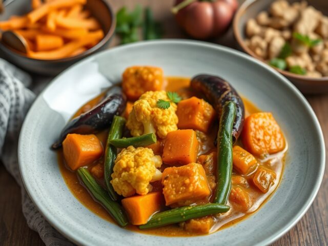 Indiase groentecurry — AI-gegenereerde illustratie