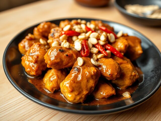 Indische kip met pindasaus